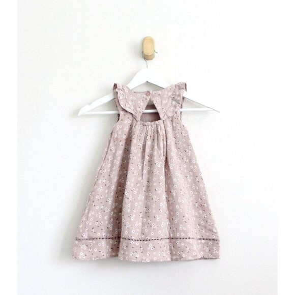 NEW! Tahari Floral Cotton Summer Dress A Line Taupe Tan Color SZ 3T - Picture 3 of 7